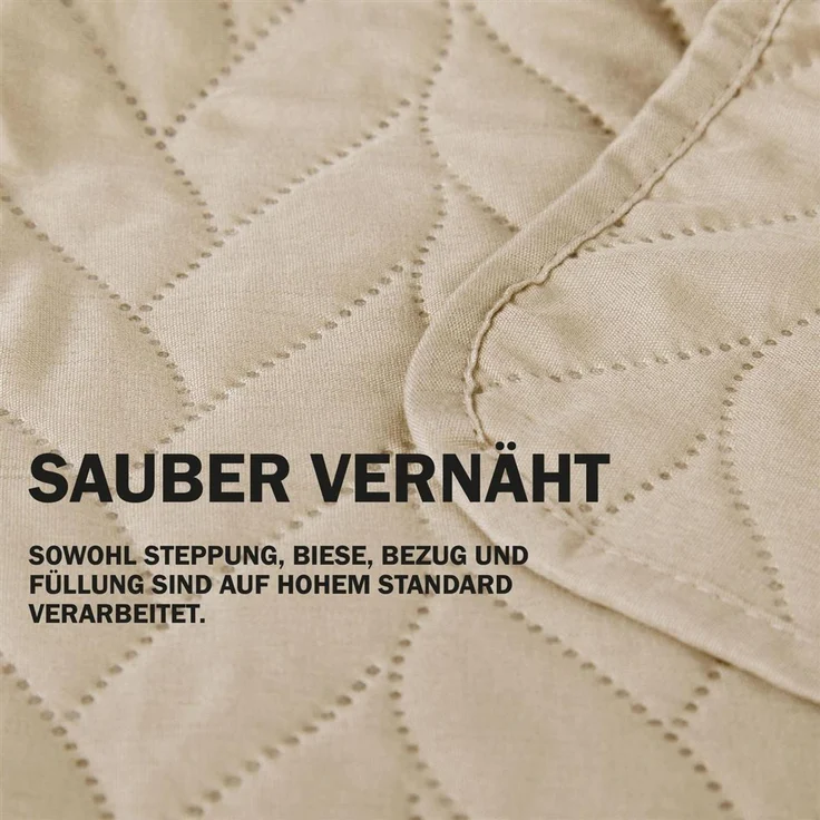 Tagesdecke XXL (220x240 cm) mit wattierter Zwischenlage (Creme) Bettüberwurf - ÖKO-Tex 100, Sommerdecke gesteppt - Steppdecke, Wendedecke – Bild 5