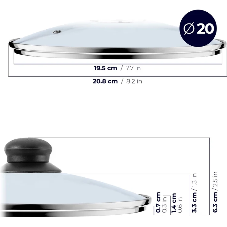 KADAX Glasdeckel für Topf und Bratpfanne 20 cm + 24 cm – Bild 4