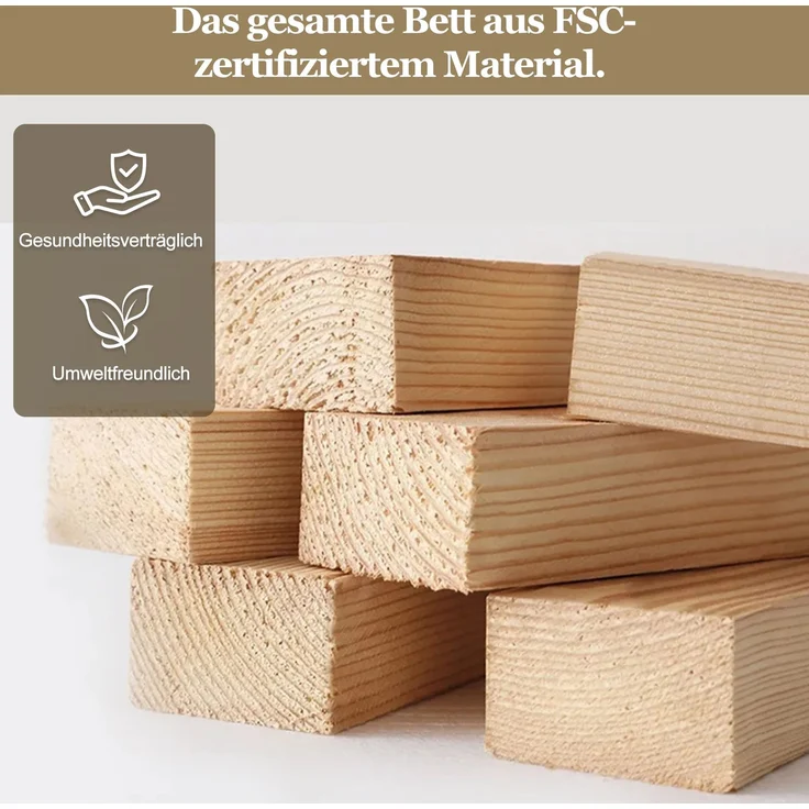 U-life Etagenbett 90x200 cm, fürs Kinderzimmer, Kinderbett, Holzbett, LED-Beleuchtung, USB-Aufladen, Massivholz, Weiß – Bild 10