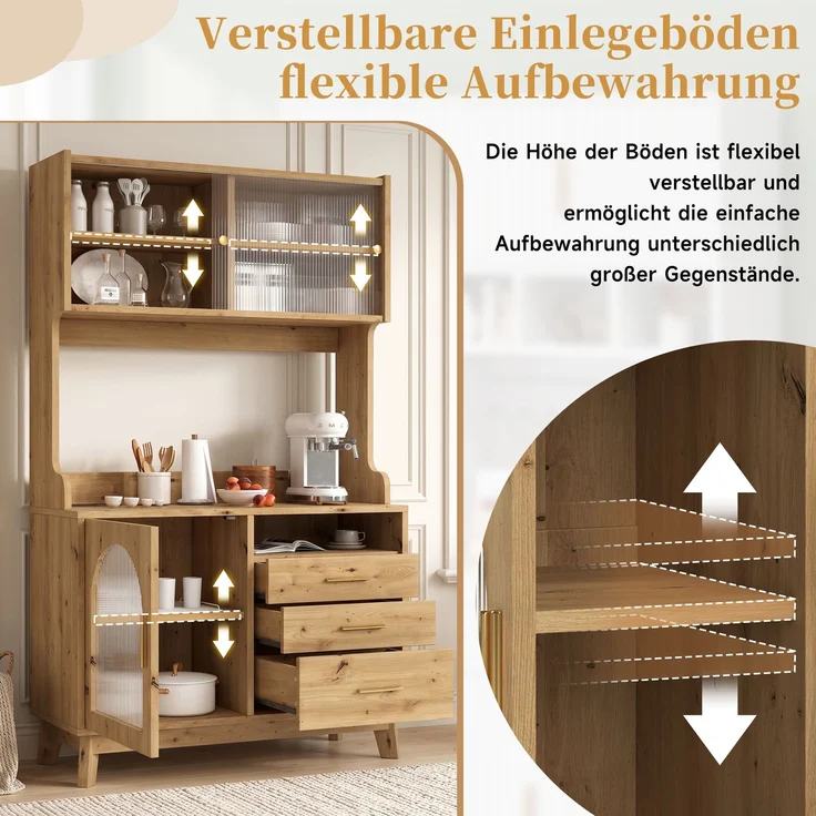 Hochschrank 100,5 x 40 x 178 cm aus Spanplatte mit Acrylglasfront und Steckdosen – Bild 9
