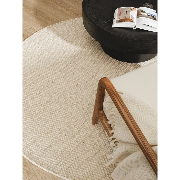 benuta Wollteppich Rocco, rund, Höhe: 5 mm, Wolle, handgewebt, Wohnzimmer – Bild 2