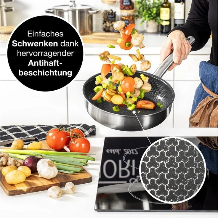 Moritz & Moritz Bratpfanne gerader Rand 24 cm, Edelstahl, Antihaft – Bild 2