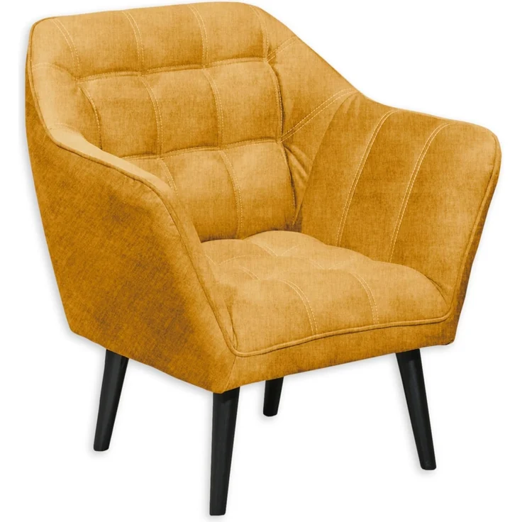 MAX Loungesessel mit Armlehnen, Amber - Bequemer Sessel gepolstert mit schwarzen Massivholz Füßen für Esszimmer & Wohnzimmer - 84 x 87 x 70 cm (B/H/T) – Bild 1