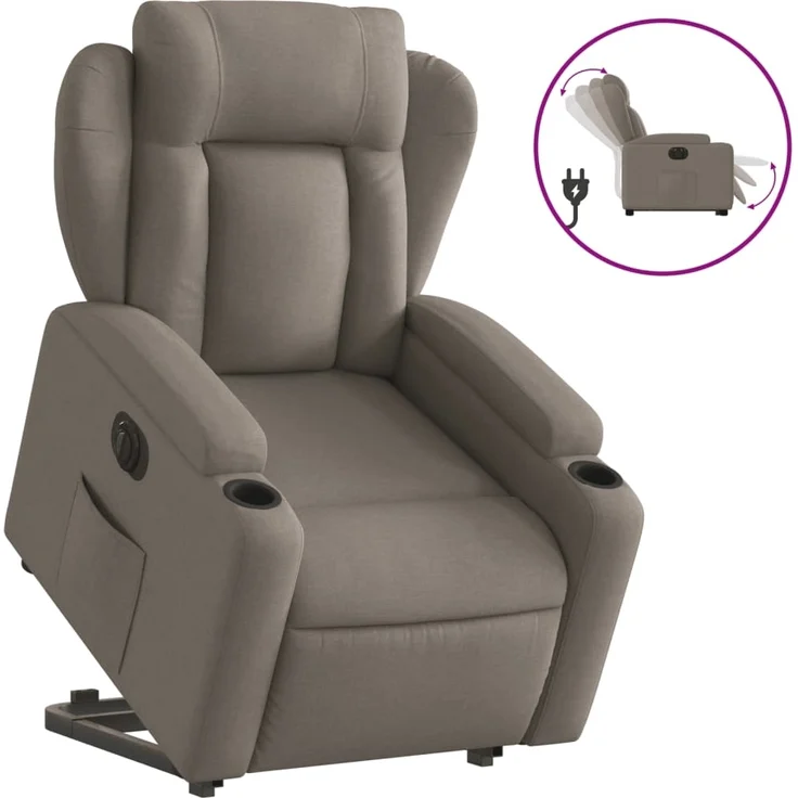 vidaXL Relaxsessel mit Aufstehhilfe Elektrisch Taupe Stoff 3204514 – Bild 1