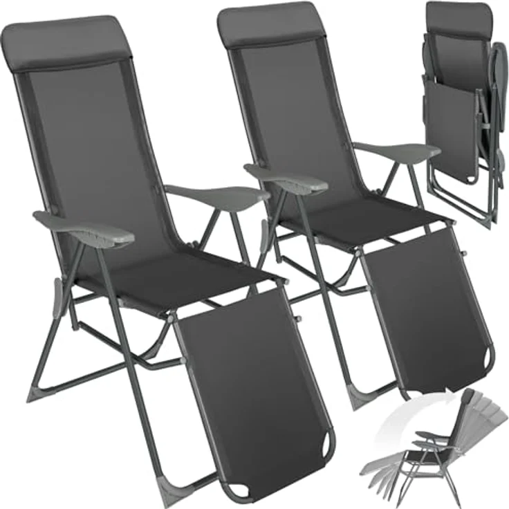 tectake Gartenstuhl 2er Set Gartenstuhl (2er Set, 2 St), klappbar – Bild 2
