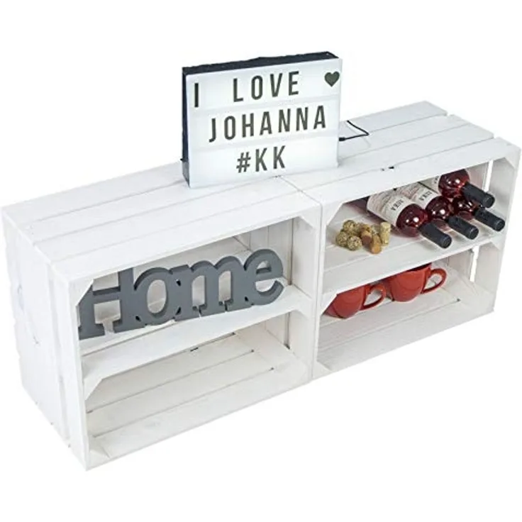 Kistenkolli Altes Land Allzweckkiste 2er SET "Johanna" Weiß Längs (Spar-Set, 2er Set)