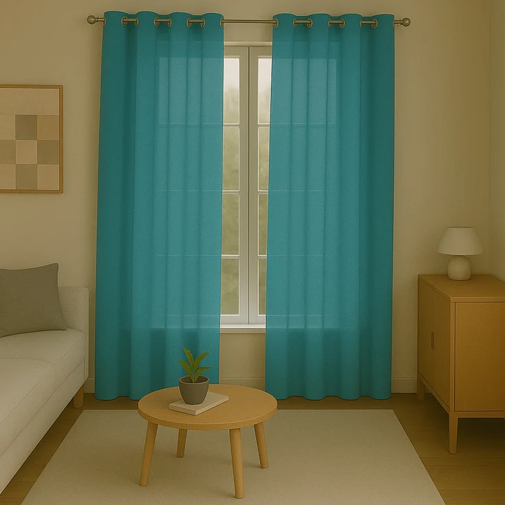 Gardine mit Ösen *** x *** cm ( Breite x Länge ) in ***, blickdichter Vorhang, Ösenvorhang in vielen Variationen 140x175 cm Türkis – Bild 3