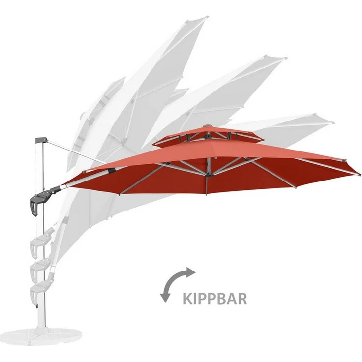 anndora Ampelschirm Sonnenschirm 4 Meter rund mit Aluminiumgestell, Kurbelöffnung - doppeltes Winddach - Streben und Gestell aus Aluminium – Bild 4