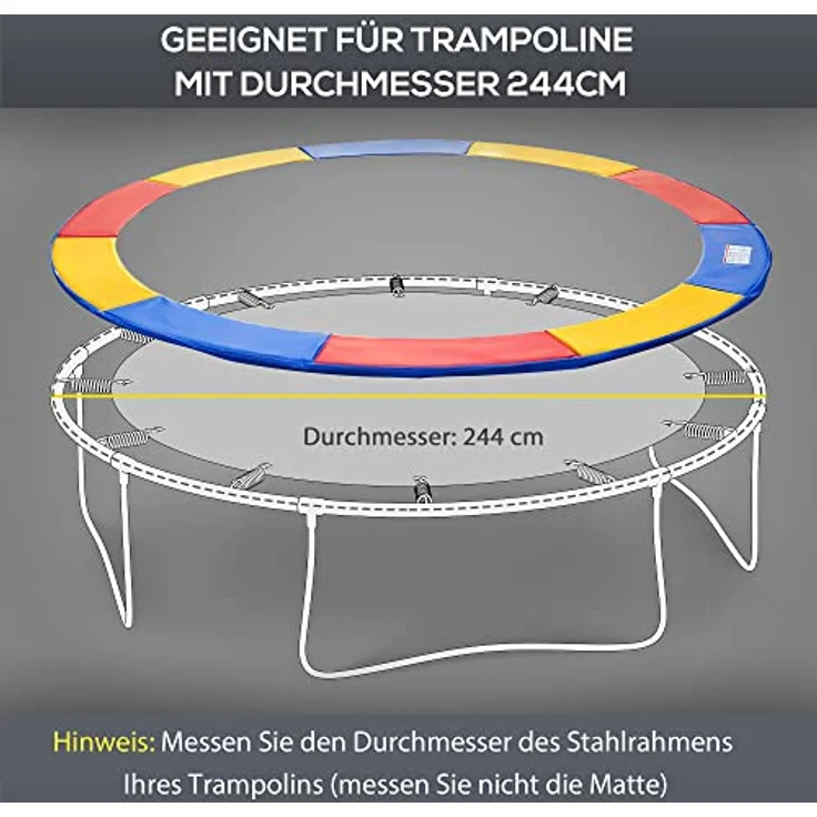 HOMCOM Trampolin Randabdeckung Ø244 cm, bunte EPE-Polsterung mit haltbarem PVC-Überzug, sicher und wetterbeständig – Bild 4