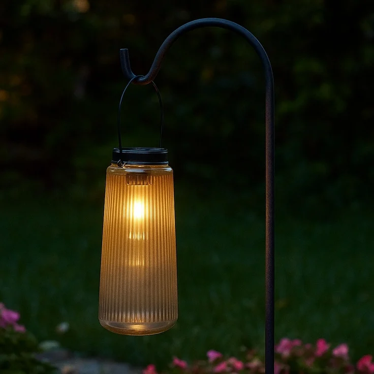 LED Solarleuchte, Laterne, Glas klar, H 25 cm – Bild 6