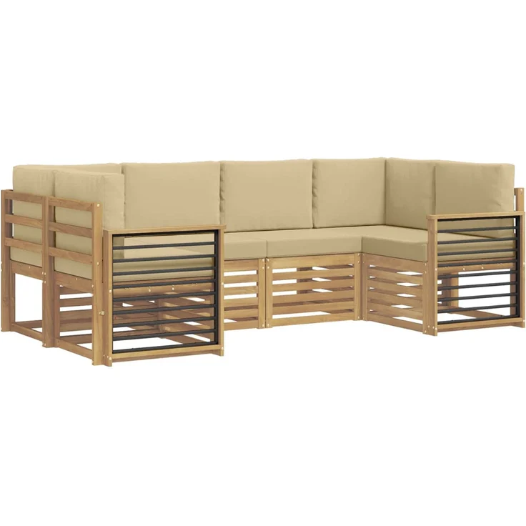 vidaXL Outdoor-Sofagarnitur 6 stk. 6-Sitzer Weiß und Beige Polyester 3392408 – Bild 2