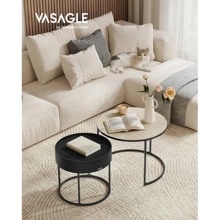 VASAGLE Couchtisch (Set, 2er Set), Beistelltisch für Wohnzimmer, Satztisch, versteckter Stauraum – Bild 3