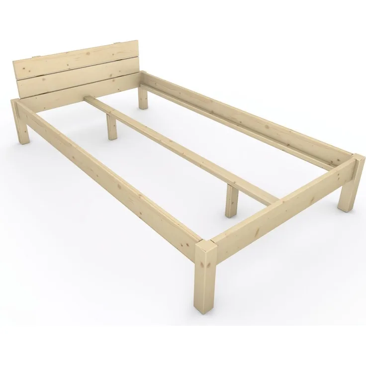 Pfostenbett "metallarm" Fichte Holzbett "Daybett" 120 x 220cm 38cm Einzelbett