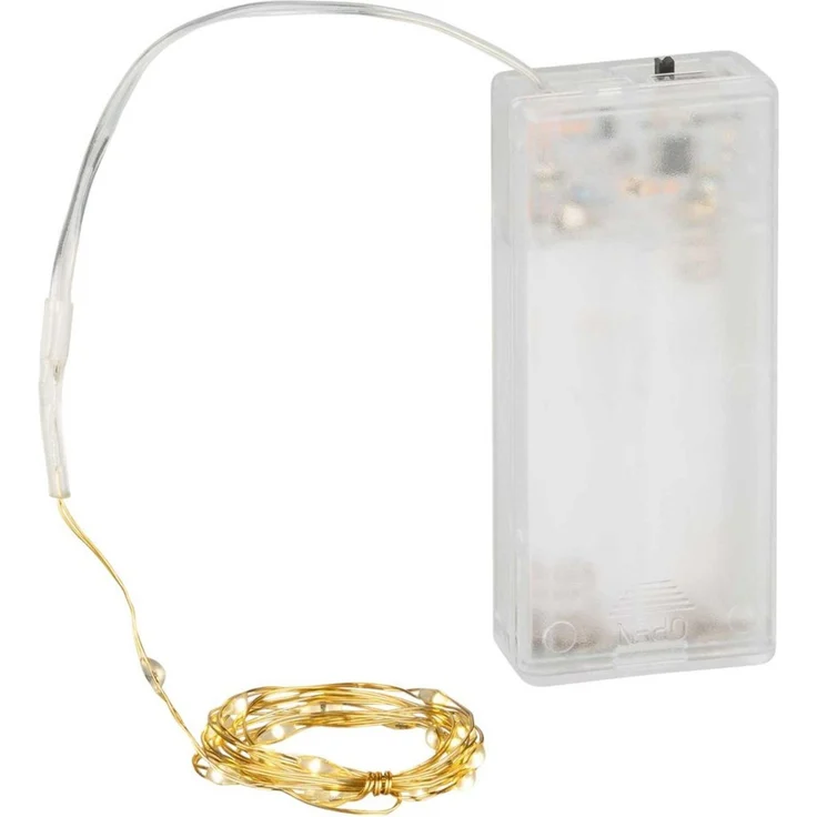 Coen Bakker Deco BV LED-Lichterkette Gold Wire, Batterie Draht gold 20 LED warmweiß 0,95m – Bild 2