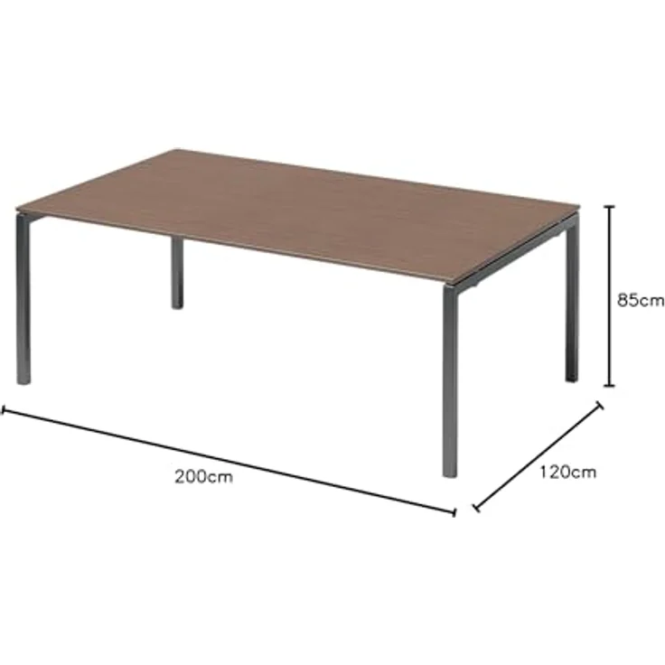 BISLEY Cito Chefarbeitsplatz/Konferenztisch, 740 mm höhenfixes U-Gestell, Metall, Wn334 Dekor Nußbaum, Gestell Anthrazitgrau, 120 x 200 x 85 cm – Bild 3