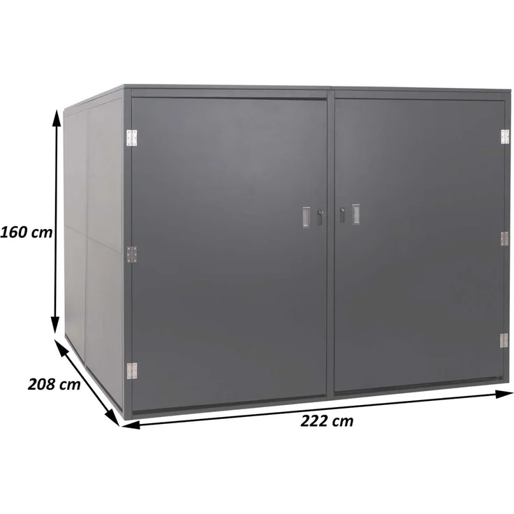 4er-Fahrradgarage HWC-L56c, Gerätehaus Fahrradbox mit Ablage, abschließbar Metall 160x222x208cm ~ hellgrau – Bild 3