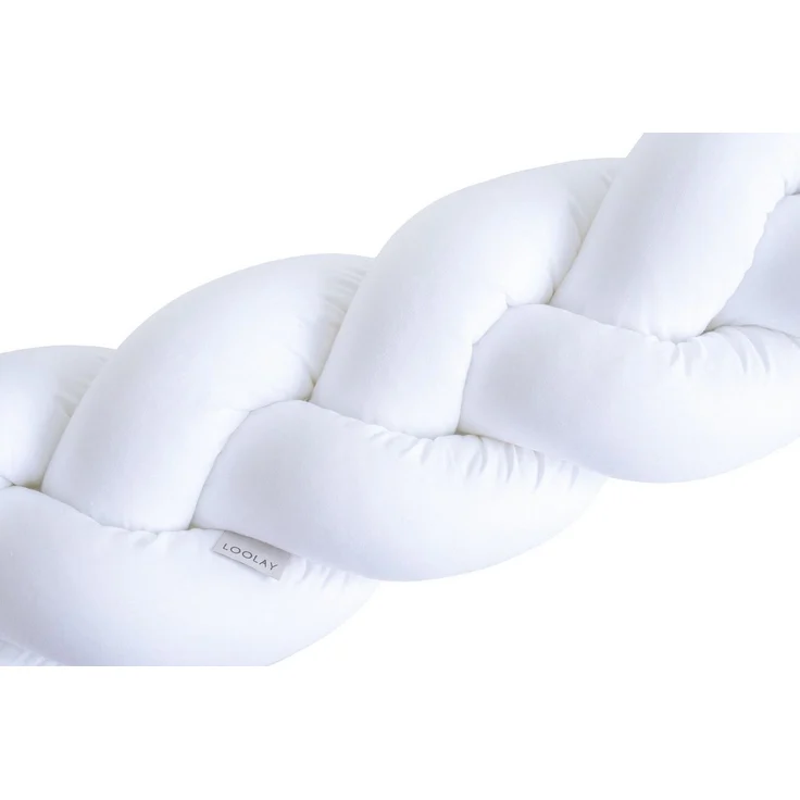 Loolay Nestchenschlange Geflochtenes Kissen Zierkissen Dekokissen Bettumrandung 100% WEIß, (Zugluftstopper Zugluft Schlange Wickeltischumrandung Babybett Kinderzimmer Schutz, Wohndeko Bettschlange 100 150 200 300 400 cm & Länge auf Anfrage), Zugluftsto... – Bild 2
