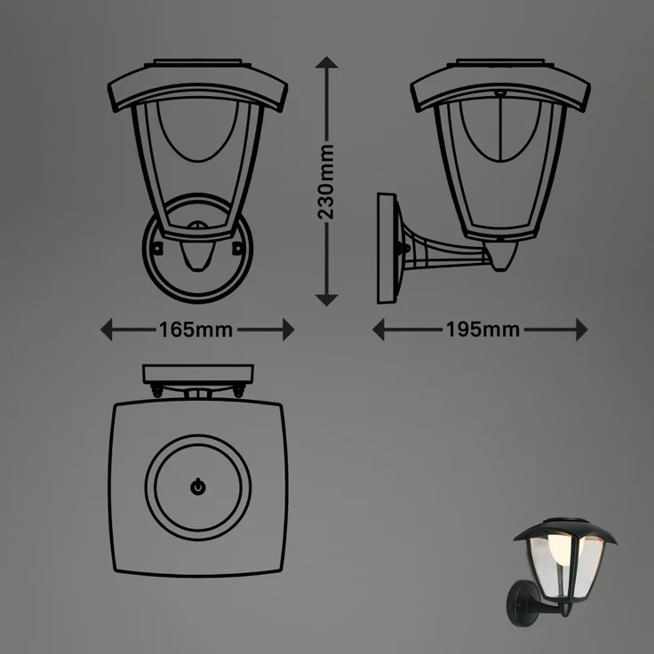 Briloner LED Akku-Außenwandleuchte Touch 4W schwarz dimmbar – Bild 7