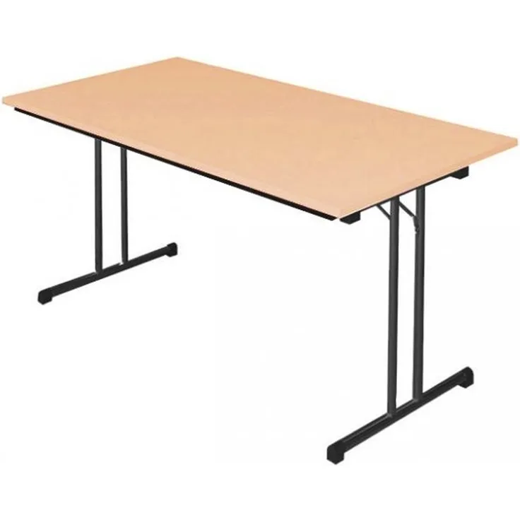 Klapptisch Besprechungstisch Kantinentisch Verkaufstisch Schreibtisch 160x80 cm RAL 9005 Schwarz/ Buche-Dekor