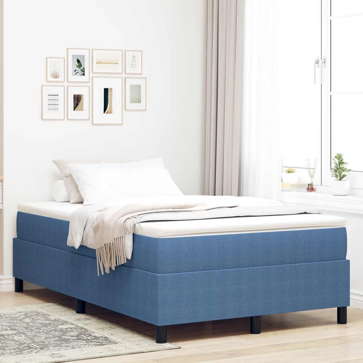 vidaXL Plattformbettgestell Blau 120 x 190 cm Cordstoff 3337400