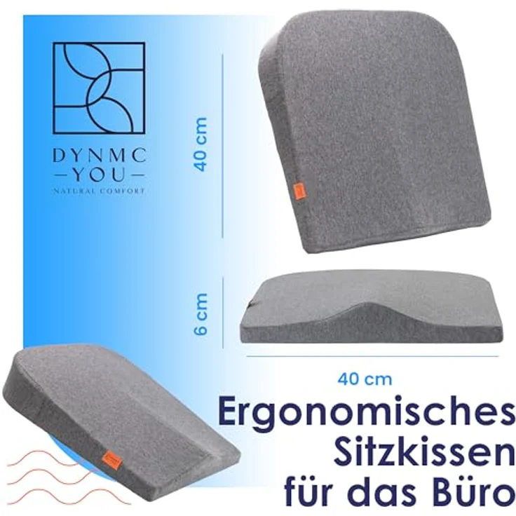 DYNMC you Keilkissen Stuhl Mittelhart H3 - Test SEHR GUT, Ergonomisches Sitzkissen Bürostuhl & Co, Entlastet Rücken & Erhöht Sitzkomfort, MIT PHYSIOTHERAPEUTEN ENTWICKELT – Bild 7
