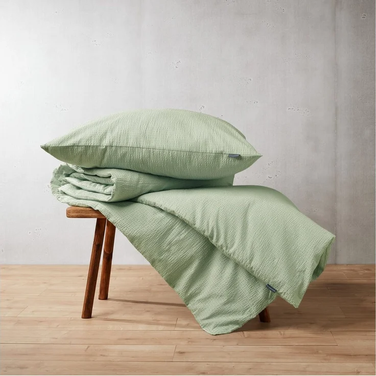 Schiesser Bettwäscheset Laura - Baumwoll Seersucker - 2-teilig - 135 x 200 cm - Hellgrün – Bild 2