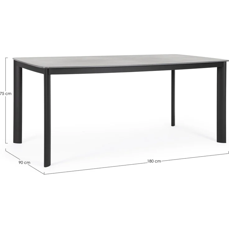 Gartenesstisch Arocal aus Aluminium und Stein, modern, anthrazit, 180x90 cm, für 4–6 Personen – Bild 3