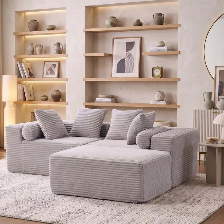 3-Sitzer Ecksofa B 266 x T 110 x H 60,01 cm, modular mit Schaumstoff und Federn – Bild 2