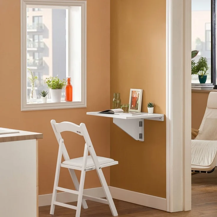 SoBuy FWT03-W Wandklapptisch, MDF, Lackiert, Weiß, 60 x 26 x 40 cm – Bild 2