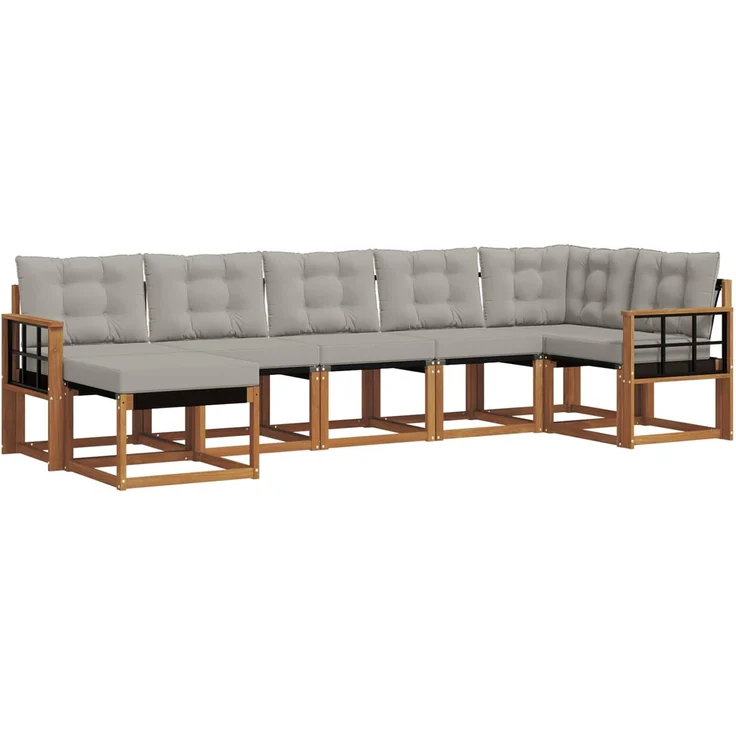 vidaXL Outdoor-Sofagarnitur 7 stk. 7-Sitzer Natur und Hellgrau 3368886 – Bild 2