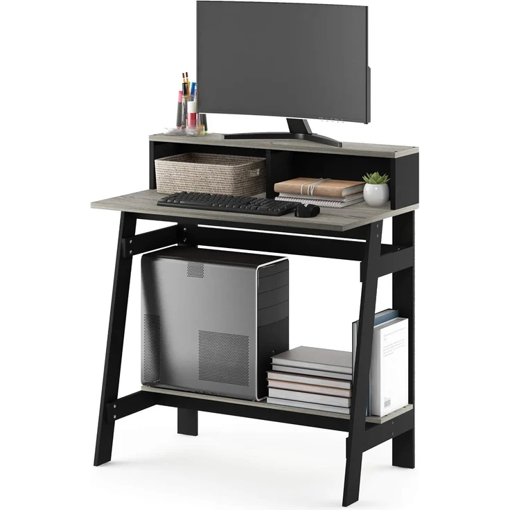 Furinno Schreibtisch, Holz, Schwarz/Eichengrau, 48. 51x48. 51x90. 17 cm – Bild 4