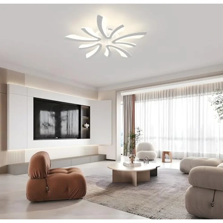 Comely LED Deckenleuchte, 50W 5625LM LED Deckenlampe Moderne Beleuchtung für Wohnzimmer Schlafzimmer, 70cm, Natürliches Licht 4500K, Weiß – Bild 4
