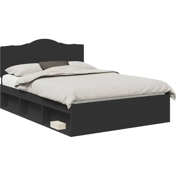 vidaXL Bettrahmen Schwarz 150 x 200 cm Massives Kiefernholz 3413291 – Bild 1