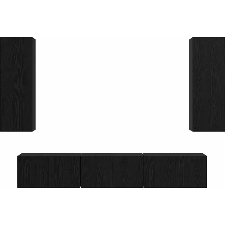 TV-Lowboard, TV-Schrankset 5 pcs Schwarz Eichen-Optik Holzwerkstoff – Bild 8