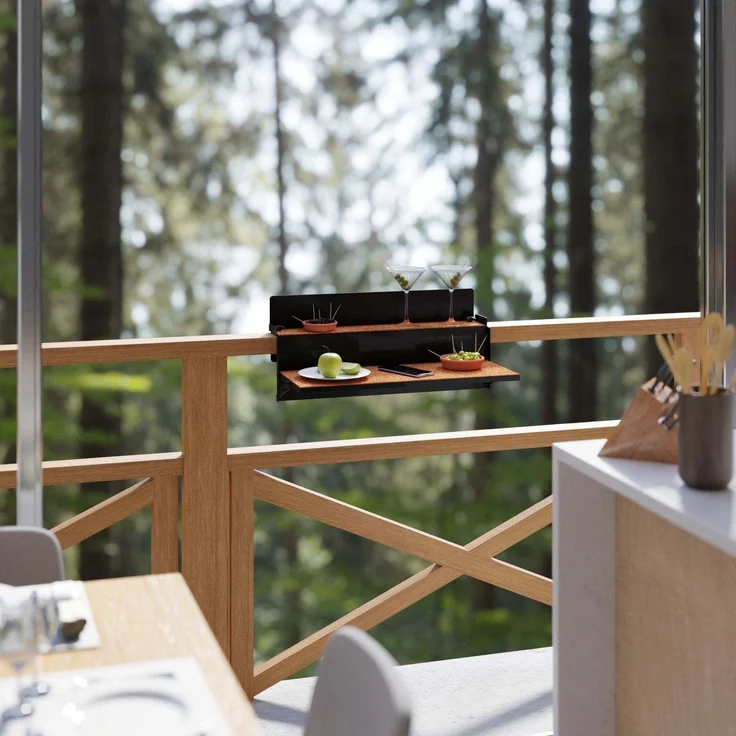 FORFUN Tischregal - Ideal für kleine Balkone - Schwarz - Verstellbares Balkonregal Levira – Bild 3