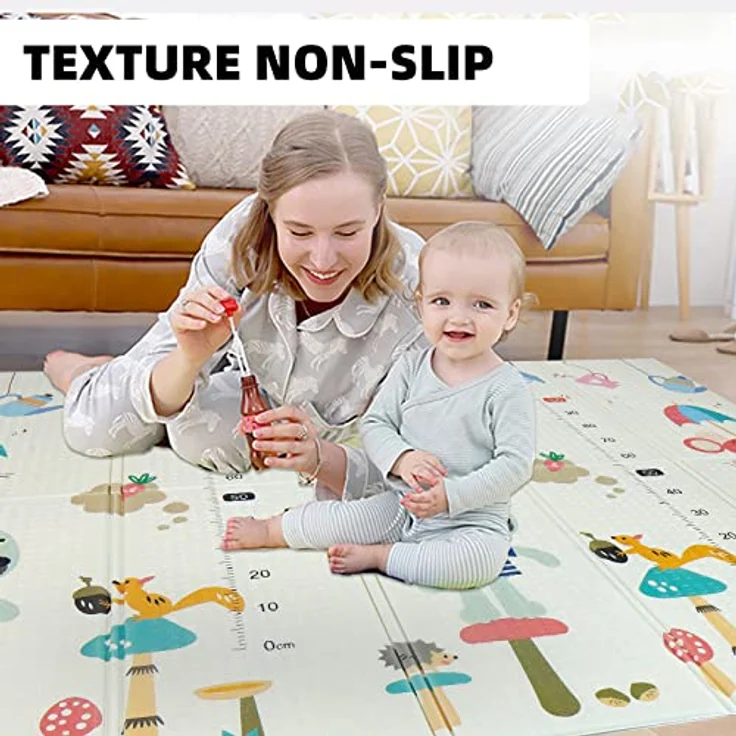 CCLIFE Krabbelmatte Spielmatte Baby 196 x 176 x 1 cm Faltbar Spielunterlage Spielteppich Groß rutschfest Beidseitig Tragbar Wasserdicht für Innen Außen Bunt – Bild 4