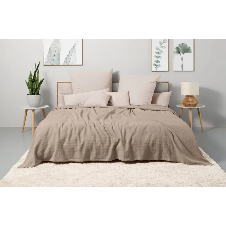 OTTO home Tagesdecke Mira, leichte Tagesdecke aus 100% Baumwolle, uni Überwurf, ohne Füllung