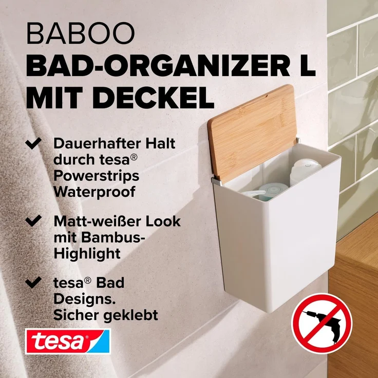 Tesa Aufbewahrungsbox BABOO Größe L zum Kleben – Bild 2