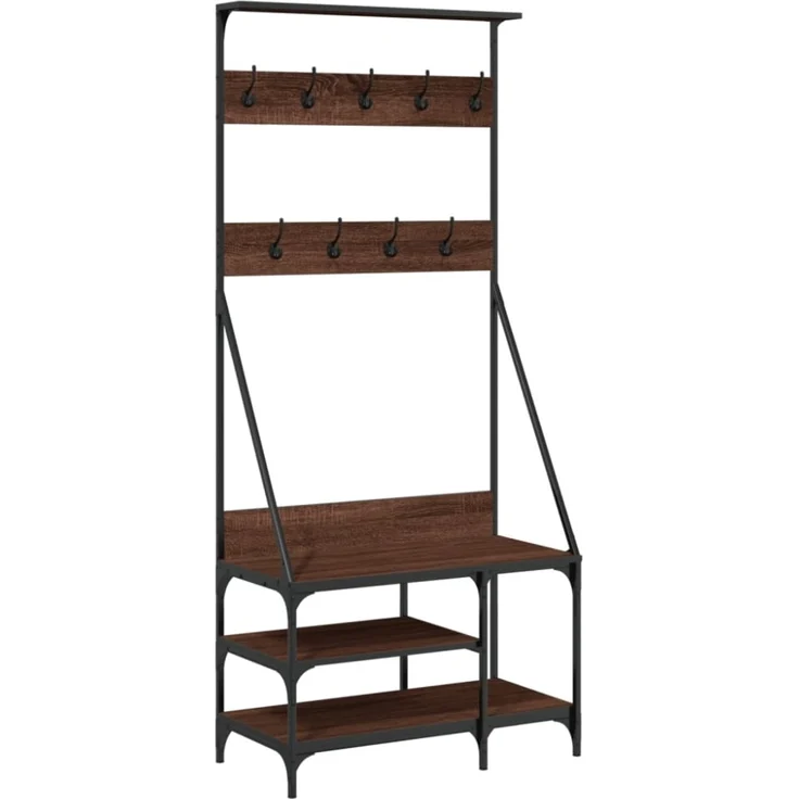 vidaXL Kleiderständer mit Schuhablage Braun Eichen-Optik 80x40x184 cm 837866 – Bild 4