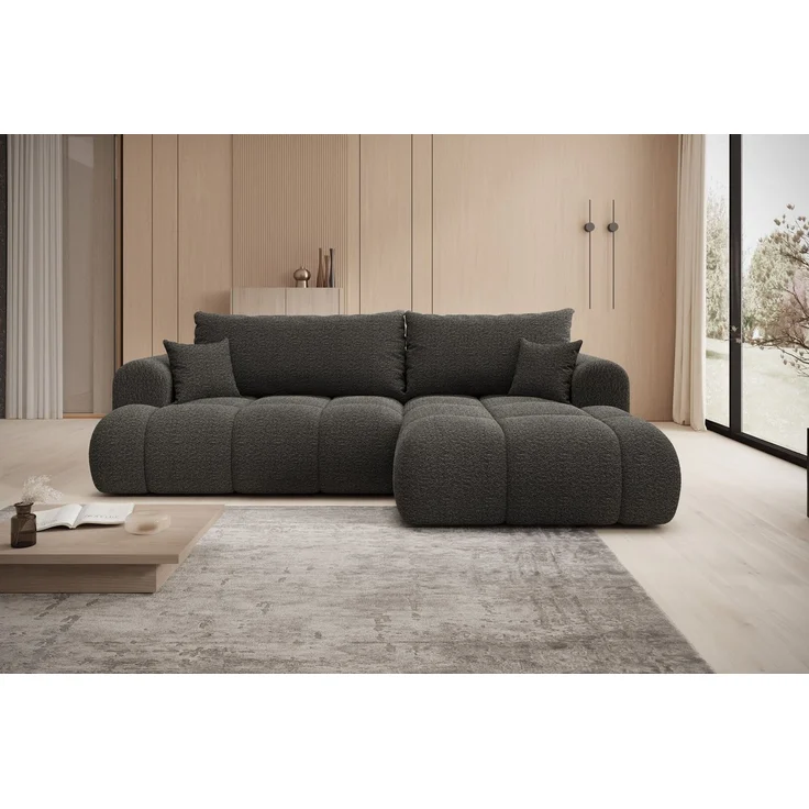 thematys Ecksofa TREVIO 260 x 165 cm, mit Schlaffunktion, mit Bettkasten, Dunkelgrau (Fredo 40), Ausrichtung rechts – Bild 3