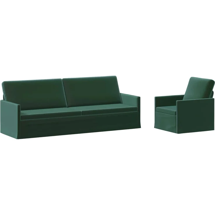 vidaXL Sofa-Set 2 pcs Dunkelgrün Samt (V) 3433231 – Bild 1