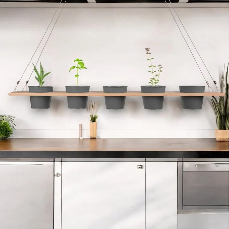 UNUS HOME Blumenkasten Kräuterbar, Pflanzenbar (natur), stabile Drahtseilaufhängung, vielseitig einsetzbar – Bild 1
