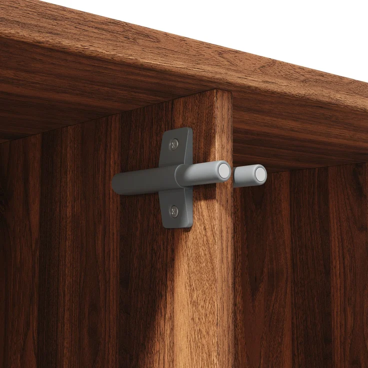Küchenhochschrank 100 x 40 x 162,5 cm aus MDF und Metall, dunkelbraune Holzoptik, Push-to-Open – Bild 10