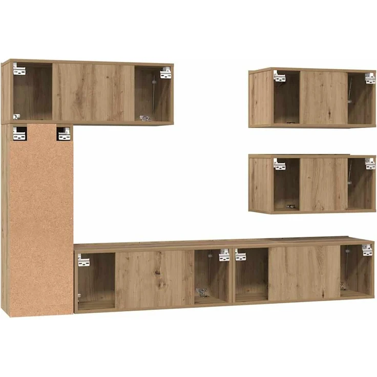 vidaXL TV-Schrankset Wandmontiert 6 pcs Artisan-Eiche Holzwerkstoff 3393266 – Bild 10