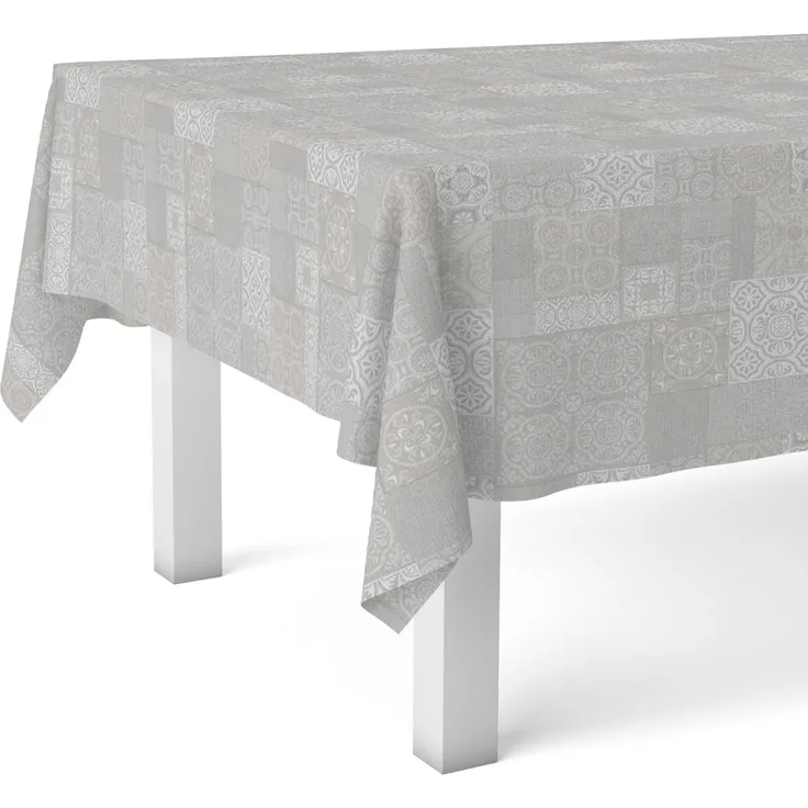 Martina Home Wachstuchtischdecke, wasserdicht, Sintra Grau, 240 x 140 cm, fleckenabweisend, quadratisch