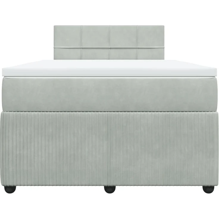 vidaXL Boxspringbett mit Matratze Hellgrau 120x200 cm Samt 3287710 – Bild 4