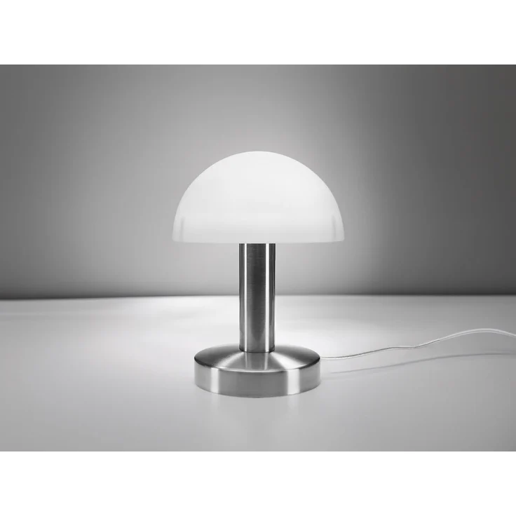 Kleine LED Tischlampe WARIN mit Touch Dimmer & Glasschirm Weiß, Höhe 21cm – Bild 3