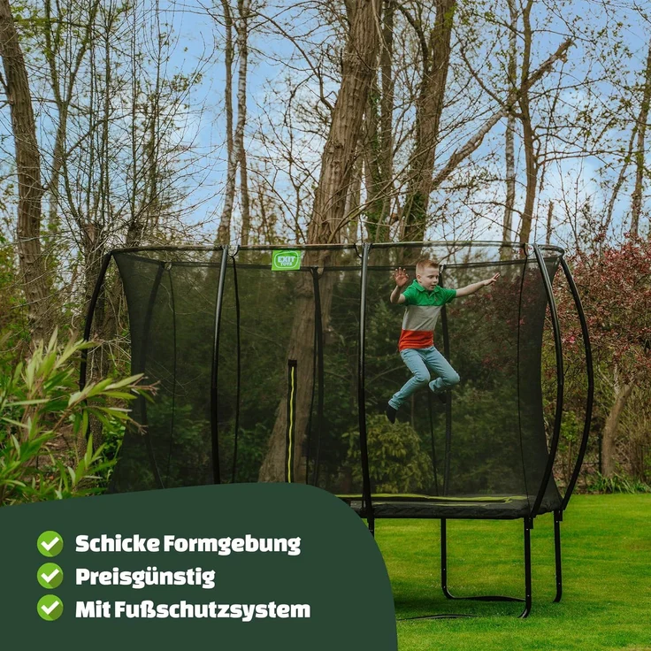 EXIT 'Silhouette' Trampolin, grün, 214x305 cm, inkl. Sicherheitsnetz mit Reißverschluss – Bild 2