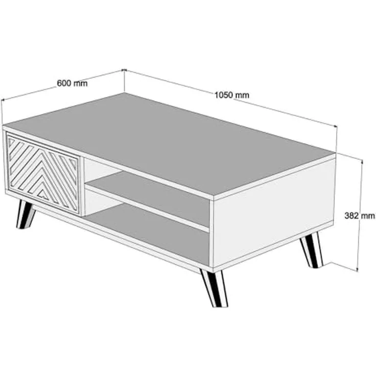 Dmora Couchtisch Markab 105x60x38.2h cm Braun 3 Fächer – Bild 6