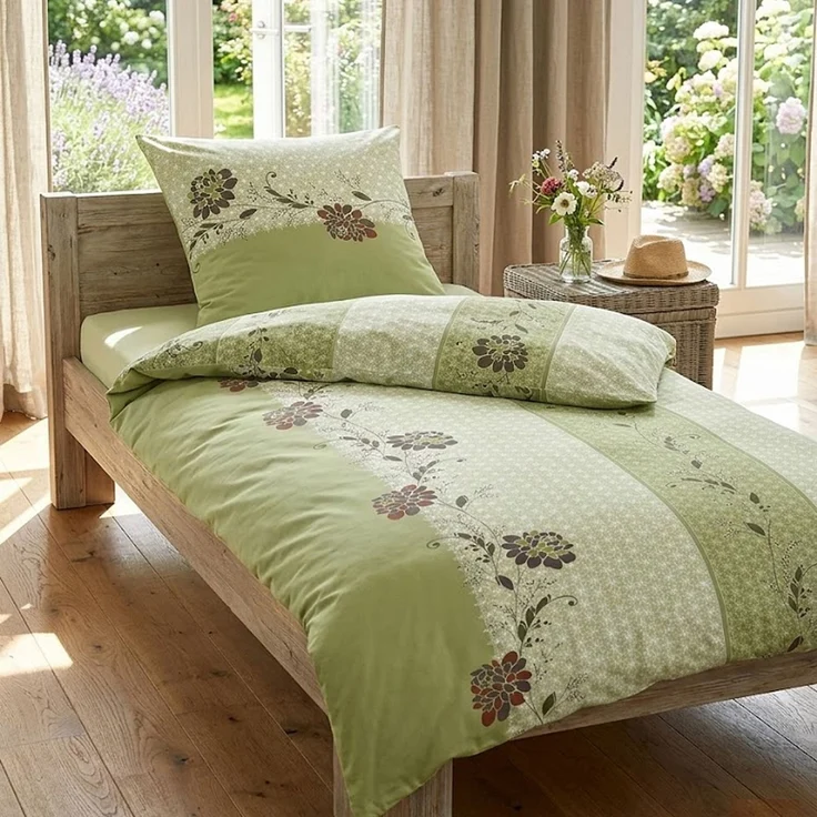 Irisette Seersucker Bettwäsche Easy 8644-30 Blumen Streifen 135x200 – Bild 1